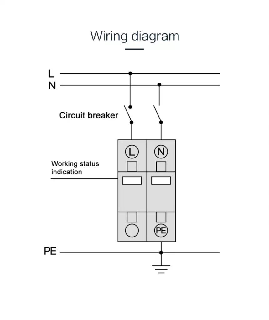 MD1-C40 T1+T2 275V 385V AC Surge Protective Device SPD Wiring Diagram