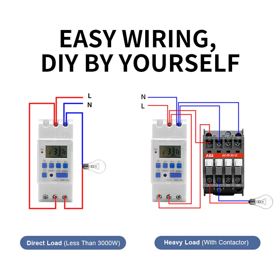Easy Wiring for Weekly Digital Time Switch AHC 15A