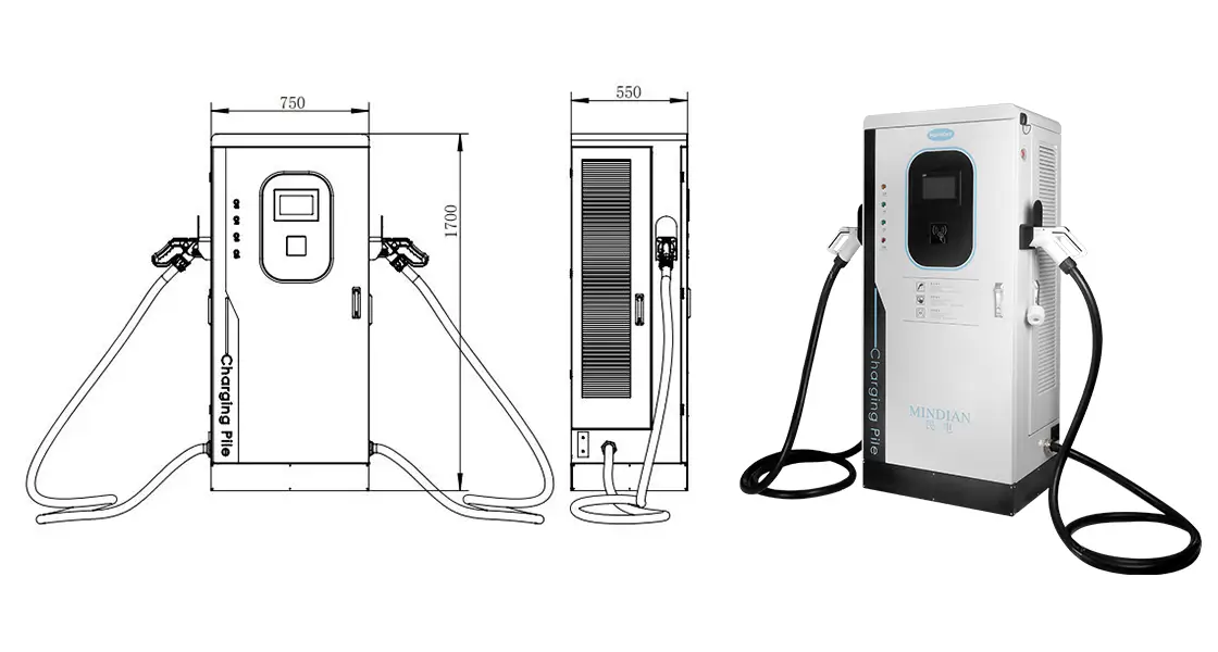 MOREDAY 120KW/180KW DC Fast Charging Station Structural Dimensions