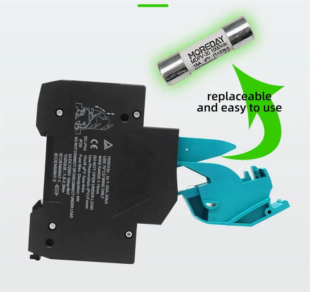 ASI AFB01G2P DIN Rail Fuse Holder - 2 Pole Class CC 30 Amp 600V Electrical Component